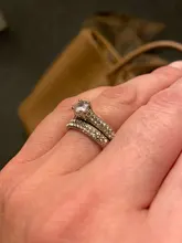 Conjunto de anillos de boda de lujo para mujer, joyería rellena de Color plateado, de compromiso, de piedra CZ, Color blanco