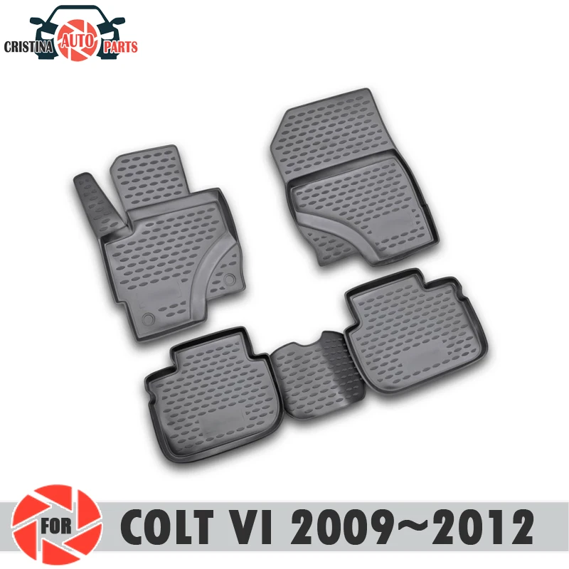 Коврики для Mitsubishi Colt VI 20096~ 2012 5 дверных ковриков Нескользящие полиуретановые грязезащитные внутренние аксессуары для стайлинга автомобилей