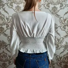 Short Blouses Womens Tops Long-Sleeve Vintage Square-Collar Casual Simple New Bow Solid