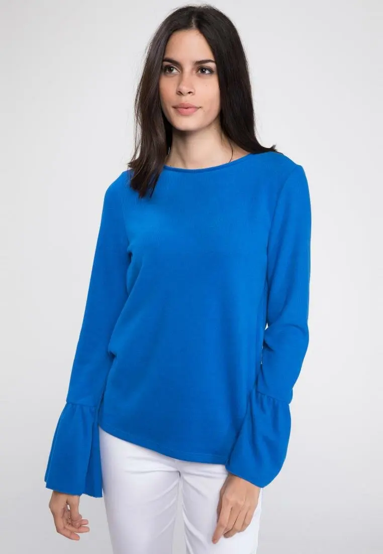 

DeFacto Women Solid Color Cotton T-shirt Bright Color Women Flare Sleeve Top Tees for Autumn-H3162AZ18AU