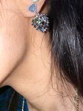 Dangle-Earrings Crystal Fashion Jewelry Grey Trendy Sweet Love-Heart Women Oorbellen