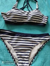 Women Swimwear Bikinis-Set Bathing-Suits Pool Push-Up Female Sexy Striped Beach New