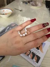 Fashion Big Geometric Pearl Paved Rings For Women 2021 New Jewelry Personality Statement