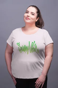 

Angemiel Wear Summer Vibes White Women Cotton Large Size T-Shirt