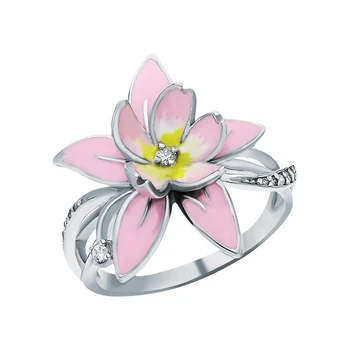 

Silver ring with enamel and cubic zirconium sunlight sample 925