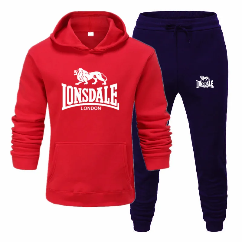 Модные мужские толстовки с принтом LONSDALE, костюмы, фирменный спортивный костюм, мужские толстовки в стиле хип-хоп+ спортивные штаны, осенне-зимний флисовый пуловер с капюшоном