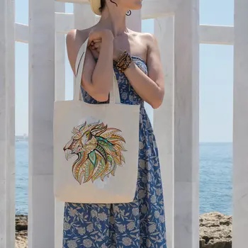 

Angemiel Bag Coffee Tone King Lion Shopping Beach Tote Bag