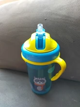 Bonita taza de alimentación de bebé de 400ML con pajita, botella de alimentación portátil sin BPA, a prueba de fugas con asa, para entrenar a niños, Sippy Copos