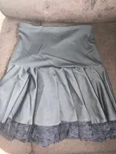 Mini Skirts Outfits Lace A-Line Pleated Patchwork Streetwear Goth-Dark Black High-Waist