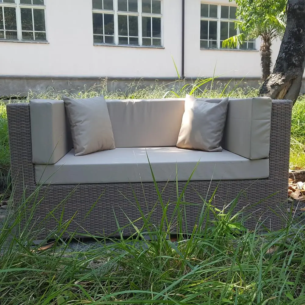 Outdoor furniture террасу braided faux rattan sofa, 2 chairs and table set with cushions Cube Маркоротанг Outdoor furniture террасу braided faux rattan sofa, 2 chairs and table set with cushions Cube Маркоротанг