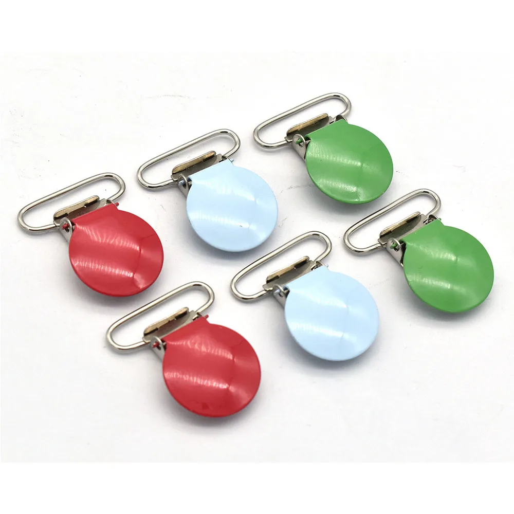 

1"Round Pacifier Clip Metal Suspender Fastener Clip 3 Color Dummy Clip For For Sewing Clothes DIY 10pcs