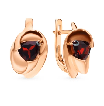 

Gold earrings with Garnet sunlight sample 585