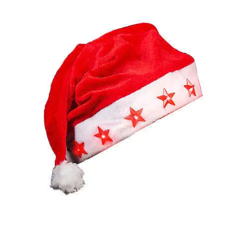 6 PEZZI CAPPELLO ROSSO BABBO NATALE CON 5 STELLE CAPPELLINO ILLUMINA FESTA CENONE