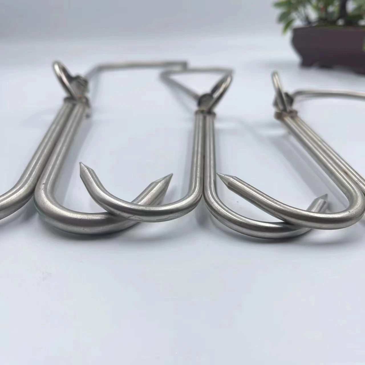 4pcs/lot stainless steel meat hook double meet kitchen hook bacon/jig/burning/roast duck/turkey tool