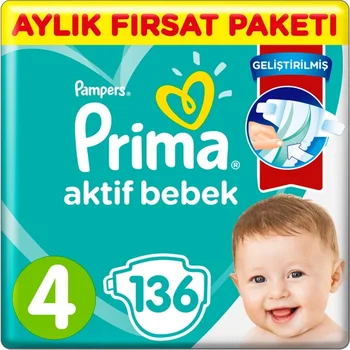 

Prima Premium Care Size 4 136 Piece Baby Diaper Diapers Size 4, 136 Count - Disposable Baby Diapers, ONE MONT