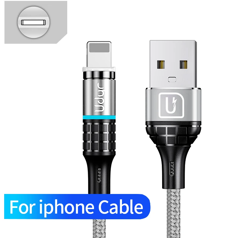 Магнитный кабель Udyr 1 м 2 м светодиодный кабель Micro usb type C Магнитный usb-кабель для зарядки iPhone X 7 8 XS Max XR huawei samsung xiaomi LG - Цвет: For ios Sliver