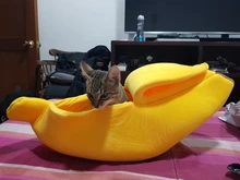 Banana Shaped Cat Bed House Warm Cozy Puppy Cushion Kennel Portable Soft Pet Sofa Cute