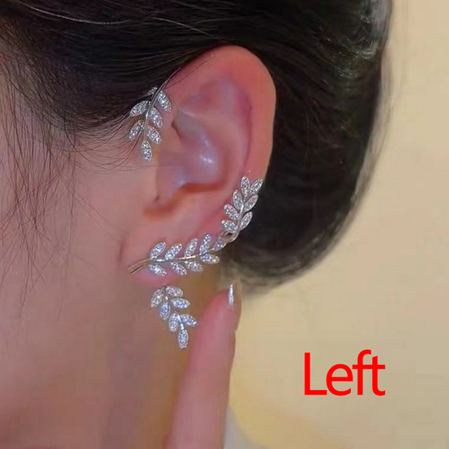 Crystal Leaf Ear Clip Non-Piercing Earring For Women Fashion Leaves Butterfly Ear Cuff Clip Jewelry Gift