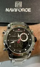 NAVIFORCE-reloj de pulsera militar para hombre de acero, cronógrafo de acero, cronógrafo para hombre, resistente al agua, pantalla dual
