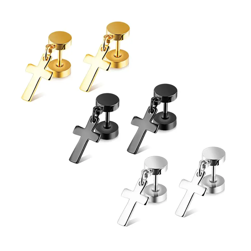 earrings Дизайн, модный Панк Крест, подвеска, висячие серьги, ювелирные изделия для женщин и мужчин, круглый крест, серьги - Окраска металла: earrings