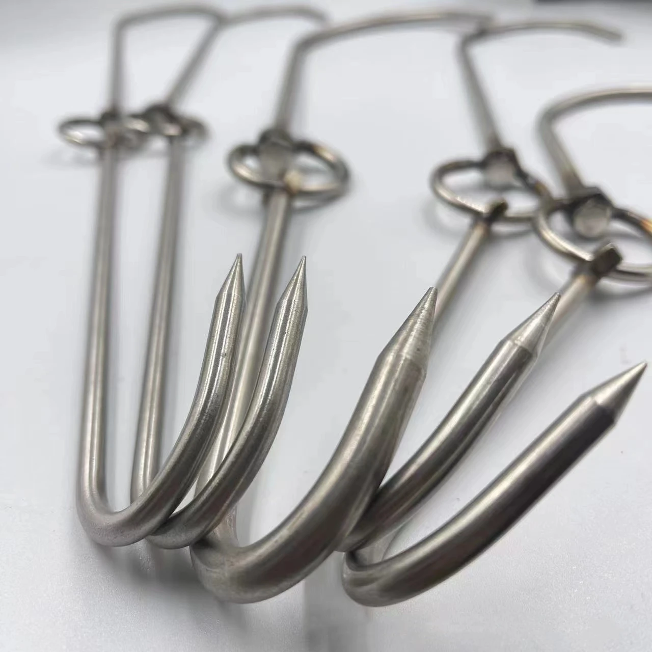 4pcs/lot stainless steel meat hook double meet kitchen hook bacon/jig/burning/roast duck/turkey tool