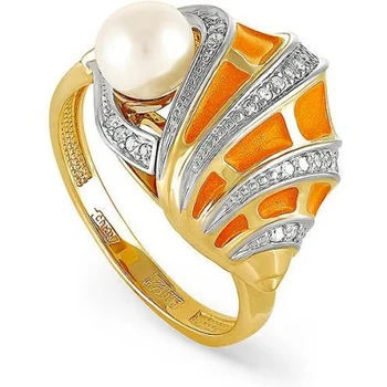 

Kabarovsky shell ring with pearls and diamonds in Yellow Gold