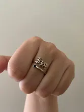 Letdiffery-Anillos personalizados con nombre de piedra de nacimiento para mujer, joyería personalizada de cristal ajustable de acero inoxidable, regalos de cumpleaños únicos