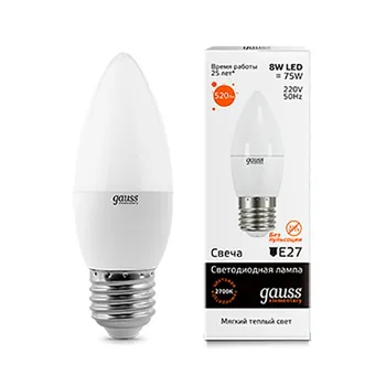 

Lamp GAUSS LED Elementary Candle 8W E 27 2700 K 1/10/100