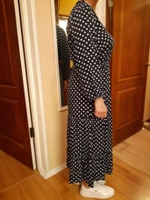 Autumn Winter Dot Bandage Dress Women Casual Ruffles V Neck High Waist Slim Print Long