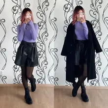 2020 Winter New Women Orange Color PU Bermuda Shorts Faux Leather Belted Shorts