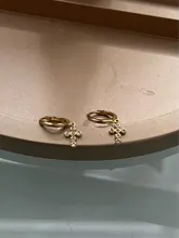 ROXI-pendientes de aro con Cruz para mujer, joyería de compromiso, plata 925, CZ, Kolczyki Damskie