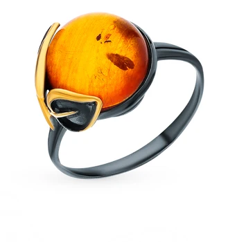 

Silver ring with amber sunlight sample 925