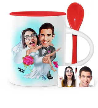 

Personalized Are Getting Married Cartoon Red Spoon Mug Cup-9