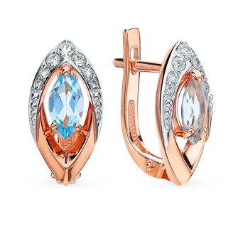 

Gold earrings with Topaz and cubic zirconia sunlight sample 585