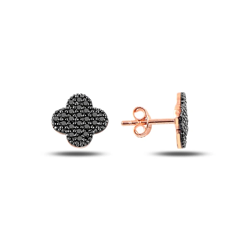 

Armagano Black Zircon Cubic Zirconia Clover Earrings