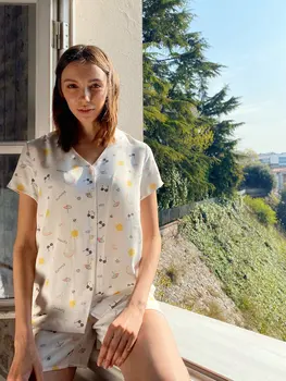

Patterned Shorts Viscose Pajamas set