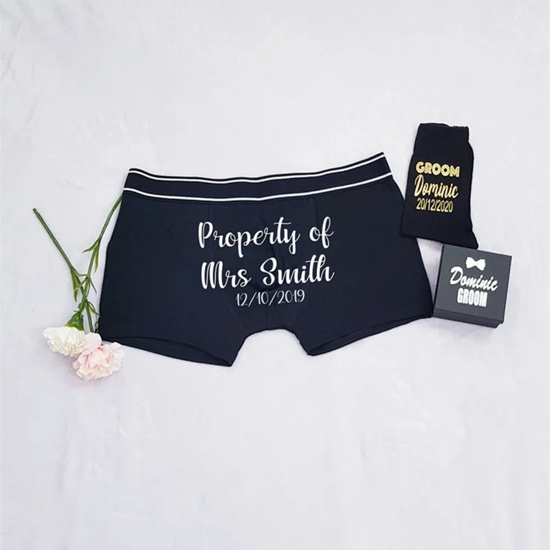Groom Personalized Underwear & Socks/ Wedding Gift/ Property Of/  Personalized Gift From Bride/ Wedding Day/anniversary Gift/groom Gift 