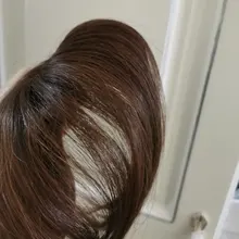 Halo Lady-Clip de belleza para mujer, cabello humano con explosión de flequillo, pieza central, pelo lacio brasileño no Remy para la pérdida de cabello