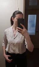 Casual Women Blouse Tops Collar Long-Sleeve Office-Work Printed Polka-Dot Fashion Ladies