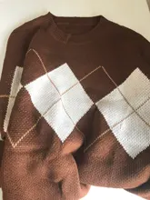 De invierno suéter De punto De Mujer De gran tamaño sudaderas Argyle Ropa De moda hembra De manga larga De Corea cultivos Top mujeres Ropa De Mujer