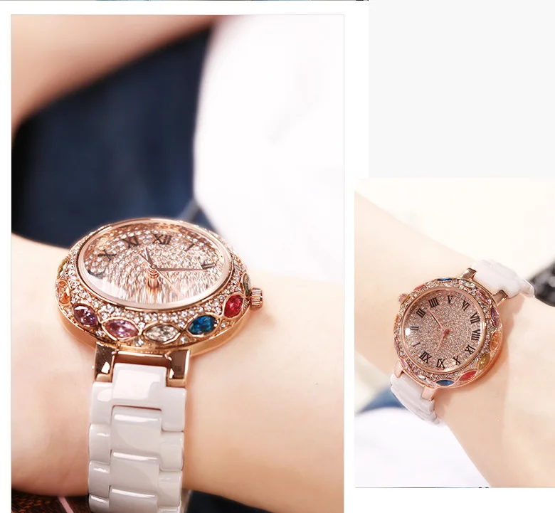 Пять лет гарантии модные Кристальные керамические женские часы модные водонепроницаемые кварцевые часы