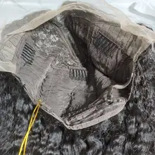 30 pulgadas recto rizado medio malla con división peluca 180% densidad brasileño cabello humano Pre arrancado con el pelo del bebé Remy sin costuras para las mujeres