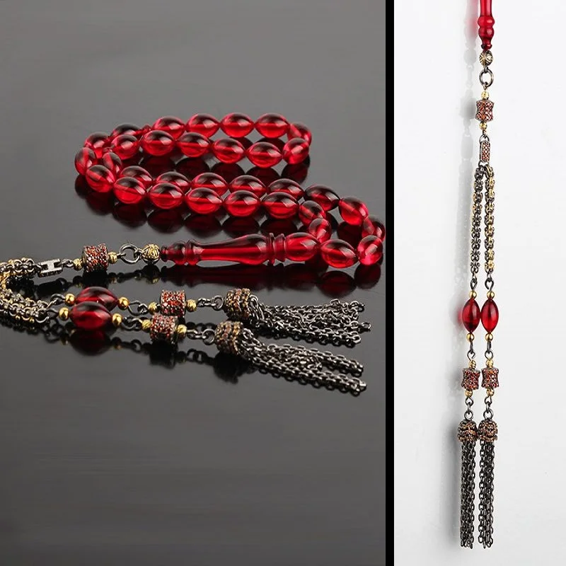 Высококачественные красные бусины из натурального циркония Eslem Tasbih ручной