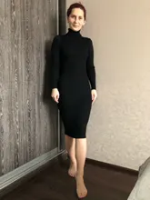 Sweater Dresses Turtleneck Bottoming Long-Sleeve Slim Bodycon Autumn Winter Women Lady