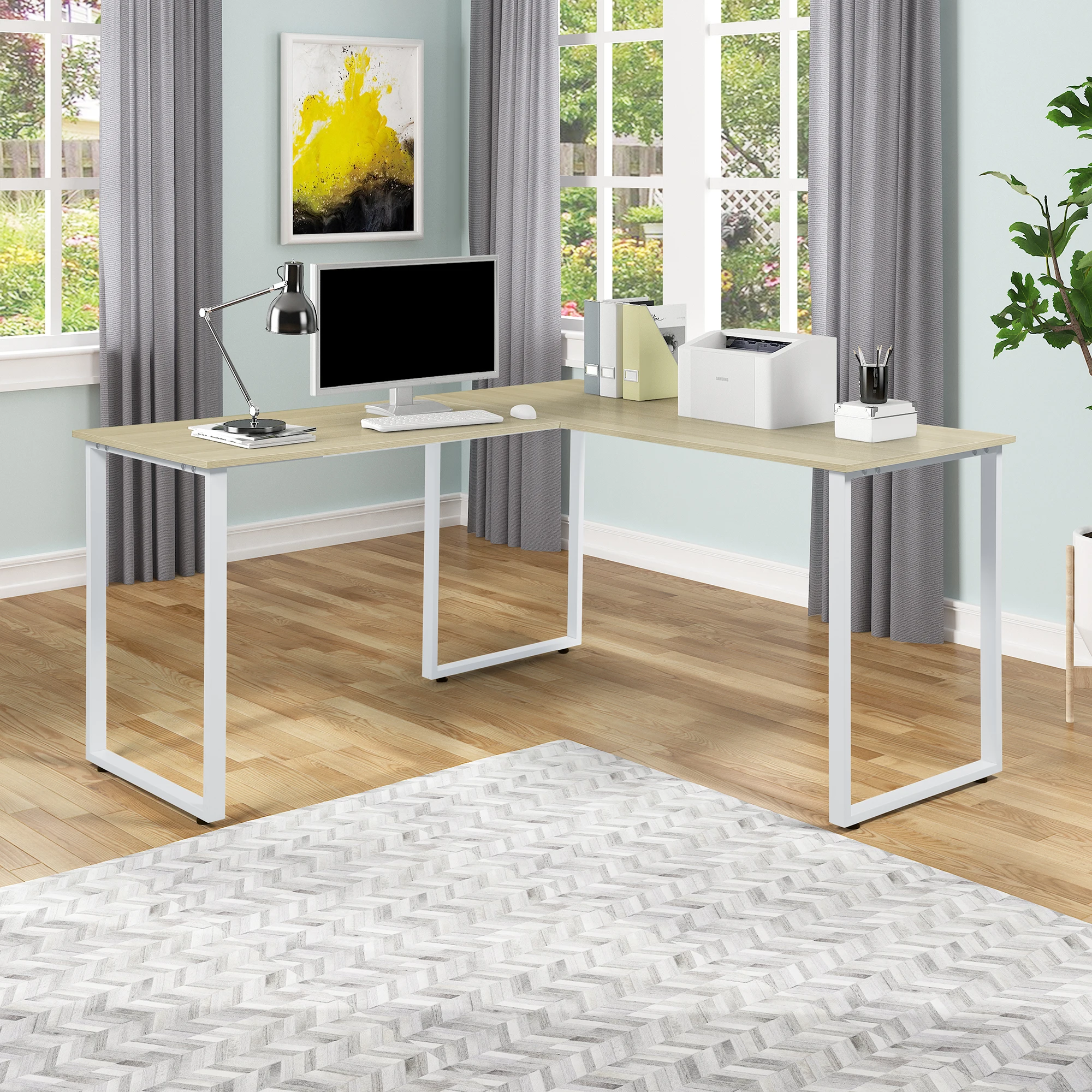

Home Office L-Shape Corner Table Computer Desk[US-W]