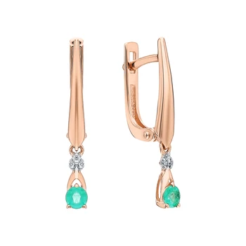 

Gold earrings with emeralds and diamonds sunlight sample 585
