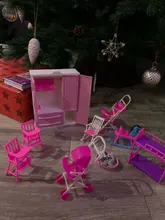 NK-muebles de muñeca de estilo mixto, silla de juguete, estante para zapatos, espejo deslizante para accesorios de la muñeca Barbie Kelly 1:12, juguetes artesanales 05 JJ