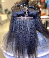 Microlinks-extensiones de cabello brasileño Afro para mujeres negras, cabello virgen 100%, con punta recta, a granel, EverBeauty
