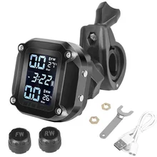 New Motorcycle TPMS Motor Tire Pressure Tyre Temperature Monitoring Alarm System Waterproof with 2 External Sensors USB Charging