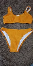 INGAGA-Bikinis con Push-Up para mujer, bañadores negros, traje de baño festoneado para mujer, Bikini acanalado liso, conjunto de Bikini 2021